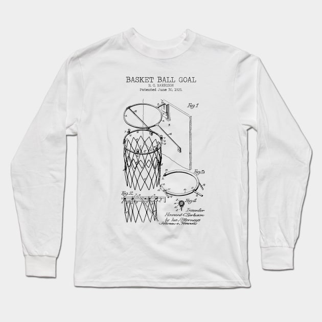 BASKETBALL GOAL patent Long Sleeve T-Shirt by Dennson Creative